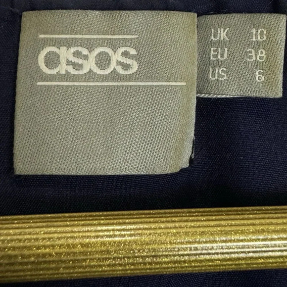 ASOS Mini Wrap Velvet Dress Blue US 6 Floral 3D Embellishments Baby Doll Dainty - Picture 7 of 10